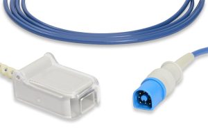image of Philips Compatible SpO2 Adapter Cable 300 cm, dark blue cord on white background